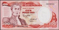 Банкнота Колумбия 100 песо 01.01.1987 года. P.426c(2) - UNC