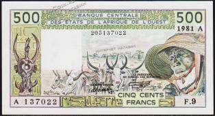 Кот-д’Ивуар 500 франков 1981г. P.106A.c - UNC - Кот-д’Ивуар 500 франков 1981г. P.106A.c - UNC