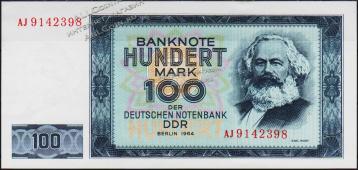 Банкнота ГДР (Германия) 100 марок 1964 года. P.26а - UNC  - Банкнота ГДР (Германия) 100 марок 1964 года. P.26а - UNC 