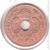6-171 Восточная Африка 10 центов 1941 г. KM# 26.1 Бронза 11,34 гр. 