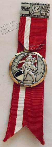 #366 Швейцария спорт Медаль Знаки. Групповой чемпионат в округе Фрайбург. 1992 год.