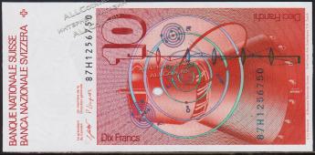 Швейцария 10 франков 1987г. P.53g(58) - UNC - Швейцария 10 франков 1987г. P.53g(58) - UNC