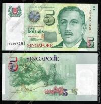 Сингапур 5 долларов 1999г. P.39 UNC