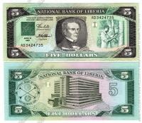 Либерия 5$ 1989г.  P.19 UNC
