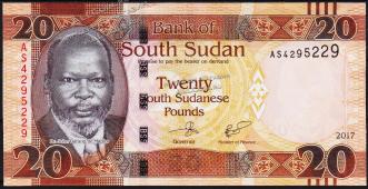 Банкнота Южный Судан 20 фунтов 2017 года. P.NEW - UNC - Банкнота Южный Судан 20 фунтов 2017 года. P.NEW - UNC