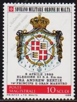 Мальтийский Орден 1 марка п/с 1988г. Uni #285 MNH OG** 