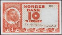 Норвегия 10 крон 1968г. P.31d(4) - UNC
