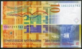 Швейцария 10 франков 2010г. P.67d(1) - UNC - Швейцария 10 франков 2010г. P.67d(1) - UNC