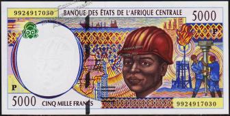 Банкнота Чад 5000 франков 1999 года. P.604Pе - UNC - Банкнота Чад 5000 франков 1999 года. P.604Pе - UNC