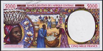 Банкнота Чад 5000 франков 1999 года. P.604Pе - UNC - Банкнота Чад 5000 франков 1999 года. P.604Pе - UNC