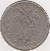 33-57 Бельгийское Конго 1 франк 1929г. - 33-57 Бельгийское Конго 1 франк 1929г.