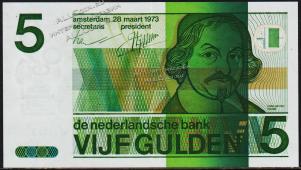 Нидерланды 5 гульденов 1973г. Р.95 UNC - Нидерланды 5 гульденов 1973г. Р.95 UNC