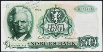 Норвегия 50 крон 1975г. P.37c(2) - UNC - Норвегия 50 крон 1975г. P.37c(2) - UNC