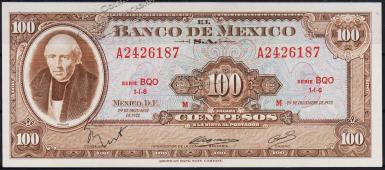 Мексика 100 песо 29.12.1972г. Р.61h - UNC "BQO" - Мексика 100 песо 29.12.1972г. Р.61h - UNC "BQO"