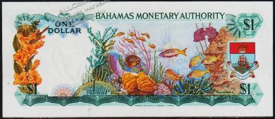 Багамы 1 доллар 1968г. P.27 UNC - Багамы 1 доллар 1968г. P.27 UNC