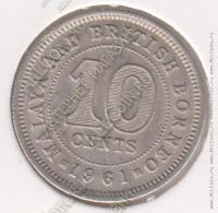 5-111 Малайя и Брит.Борнео 10 центов 1961г KM#2 UNC медно-никелевая 2,83гр 19,5мм