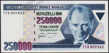 Турция 250000 лир (1970)1998г. P.211 UNC - Турция 250000 лир (1970)1998г. P.211 UNC