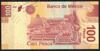 Мексика 100 песо 2009г. P.124в - UNC - Мексика 100 песо 2009г. P.124в - UNC