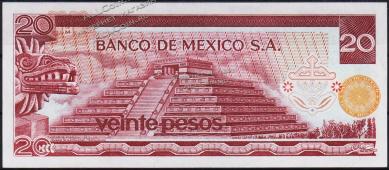 Мексика 20 песо 1973г. Р.64в - UNC "AP" - Мексика 20 песо 1973г. Р.64в - UNC "AP"