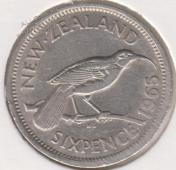 33-98 Новая Зеландия 6 пенсов 1965г.  - 33-98 Новая Зеландия 6 пенсов 1965г. 