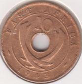 23-36 Восточная Африка 10 центов 1943г. Бронза - 23-36 Восточная Африка 10 центов 1943г. Бронза