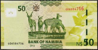 Намибия 50 долларов 2012г. P.13 UNC - Намибия 50 долларов 2012г. P.13 UNC