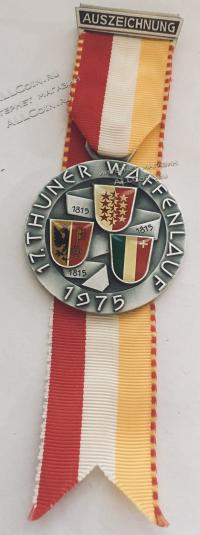 #338 Швейцария спорт Медаль Знаки. 17. THUNER WAFFENLAUF. Награда. 1975 год.