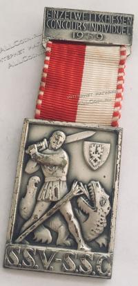 #375 Швейцария спорт Медаль Знаки. Стрелковый индивидуальный конкурс 1959 год.