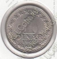 15-74 Югославия 1 динар 1965г. КМ # 47 UNC медно-никелевая 4,0гр. 21,8мм