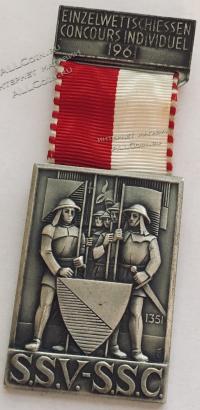 #247 Швейцария спорт Медаль Знаки. Индивидуальный конкурс стрелков. 1961 год.