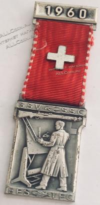 #377 Швейцария спорт Медаль Знаки. Стрелковый турнир "Труд в Швейцарии" №3. 1960 год.