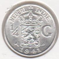 38-1 Нидерландская Индия 1/4 гульдена 1941г. UNC серебро