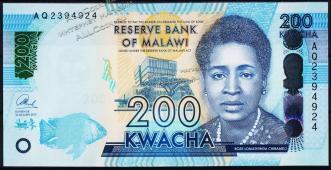 Банкнота Малави 200 квача 2017 года. P.NEW - UNC - Банкнота Малави 200 квача 2017 года. P.NEW - UNC