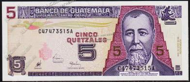 Гватемала 5 кетцаль 1998г. P.100 UNC - Гватемала 5 кетцаль 1998г. P.100 UNC