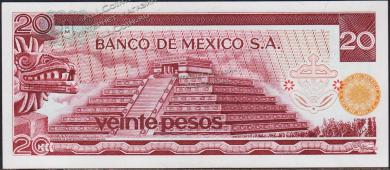 Мексика 20 песо 1973г. Р.64в - UNC "AF" - Мексика 20 песо 1973г. Р.64в - UNC "AF"