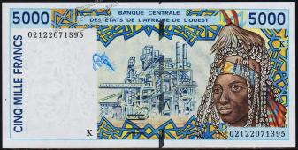 Сенегал 5000 франков 2002г. P.713Kl - UNC - Сенегал 5000 франков 2002г. P.713Kl - UNC