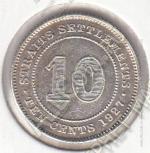 4-34 Стрейтс Сеттлементс 10 центов 1927г. КМ#29в 