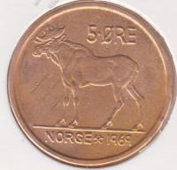 30-45 Норвегия 5 эре 1969г. бронза