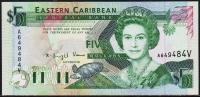 Восточные Карибы 5 долларов 1993г. Р.26v - UNC