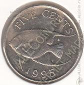 23-76 Бермуды 5 центов 1995г. КМ # 45 медно-никелевая 5,0гр. 21,2мм - 23-76 Бермуды 5 центов 1995г. КМ # 45 медно-никелевая 5,0гр. 21,2мм