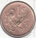 21-113 Южная Африка 1 цент 1967г. КМ # 65.2 бронза 3,0гр. 19мм