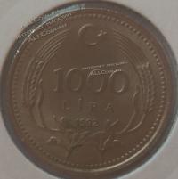 8-123 Турция 1000 лира 1992г. Медь Никель.UNC