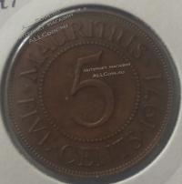 9-51 Маврикий 5 центов 1971г. Бронза. 