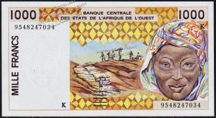 Сенегал 1000 франков 1995г. P.711Ke - UNC - Сенегал 1000 франков 1995г. P.711Ke - UNC