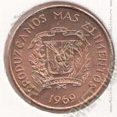 25-117 Доминикана 1 сентаво 1969г. KM# 32 UNC бронза - 25-117 Доминикана 1 сентаво 1969г. KM# 32 UNC бронза