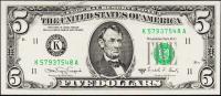 Банкнота США 5 долларов 1988А года. Р.481в - UNC "K" K-A
