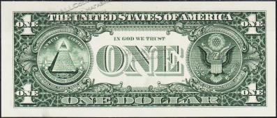 Банкнота США 1 доллар 1999 года. Р.504 UNC "D" D-B - Банкнота США 1 доллар 1999 года. Р.504 UNC "D" D-B
