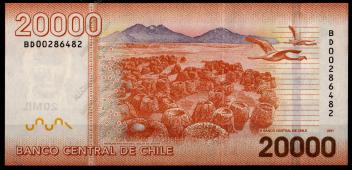 Чили 20.000 песо 2011г. P.165в - UNC  - Чили 20.000 песо 2011г. P.165в - UNC 