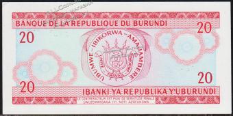 Бурунди 20 франков 1989г. P.27в(4) - UNC - Бурунди 20 франков 1989г. P.27в(4) - UNC
