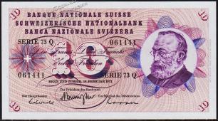 Швейцария 10 франков 1971г. P.45q(42) - UNC - Швейцария 10 франков 1971г. P.45q(42) - UNC